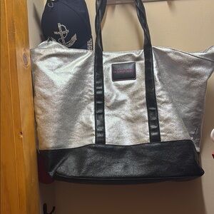 Victoria's Secret Silver and Black Spacious Tote